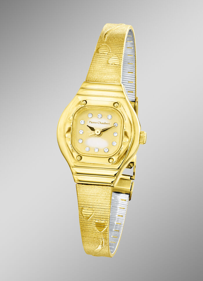 Klassische Quartz-Damenuhr mit Metallbandgeh&auml;use 