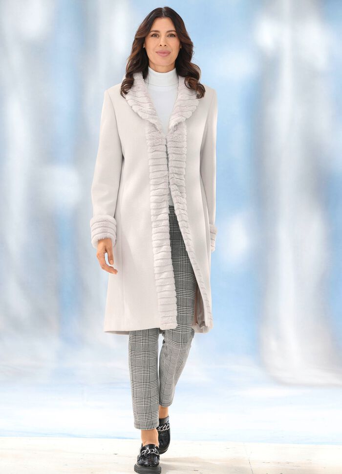 Mantel mit Kunstpelz-Besätzen 