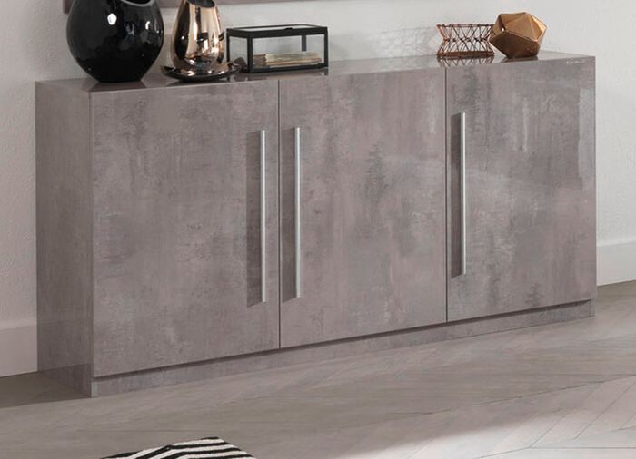Sideboard, 3-t&uuml;rig mit hochgl&auml;nzenden Oberfl&auml;chen MARMOROPTIK
