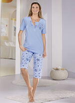 Zweierpack Schlafanzüge mit kurzen Ärmeln und wadenlanger Hose  