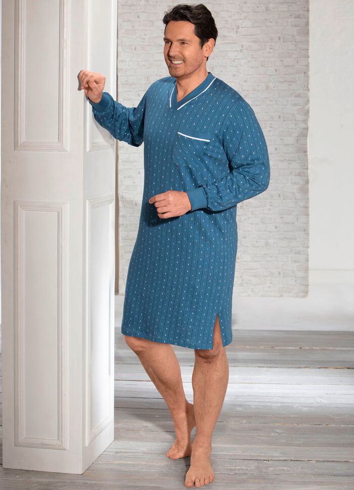 Nachthemd mit V-Ausschnitt und Brusttasche 