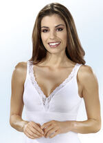 Dreierpack BH-Hemden mit Elastikspitze 2X SCHWARZ, 1X WEISS