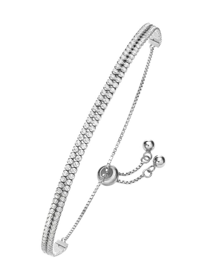 Elegantes doppelreihiges Armband mit synth. Zirkonia 