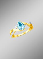 Damenring mit echt Blautopas und Brillanten 