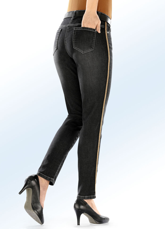 Jeans mit effektvoll funkelndem Zierband SCHWARZ