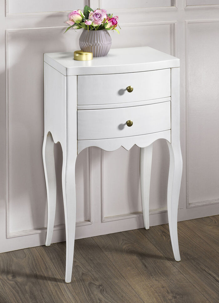 Beistelltisch aus massivem Pappelholz ANTIKWEISS