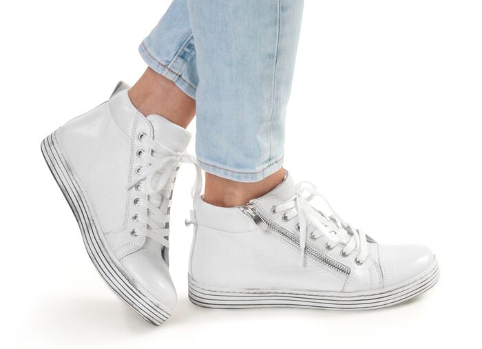 Gemini Schn&uuml;r-Stiefelette mit praktischem Seitenrei&szlig;verschluss WEISS