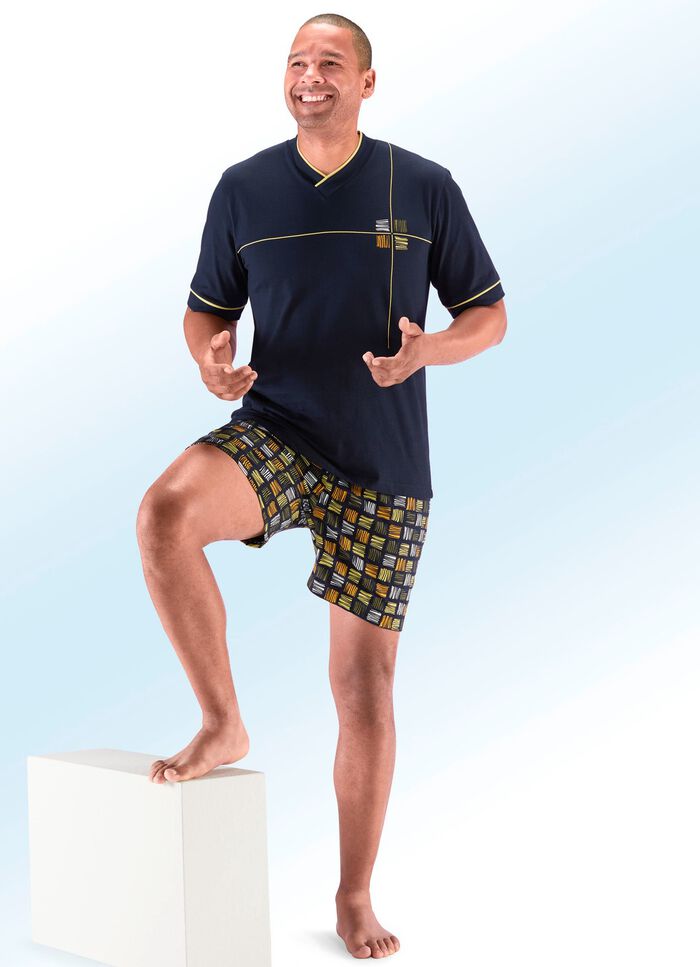 Shorty mit V-Ausschnitt und Druckmotiv 