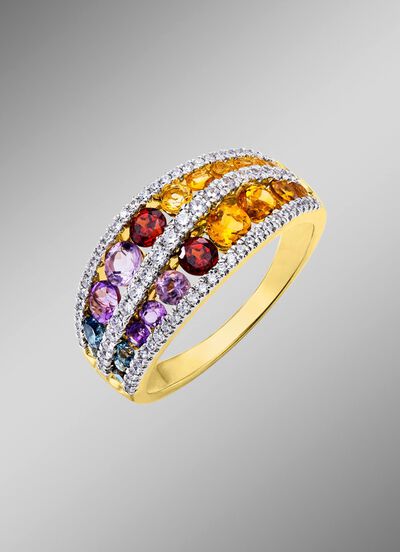 Damenring mit Brillanten und Edelsteine 