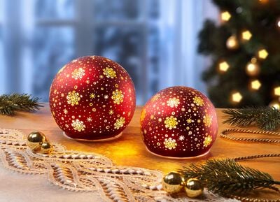 Batteriebetriebene, beleuchtete Kugeln, 2er-Set, aus Glas 