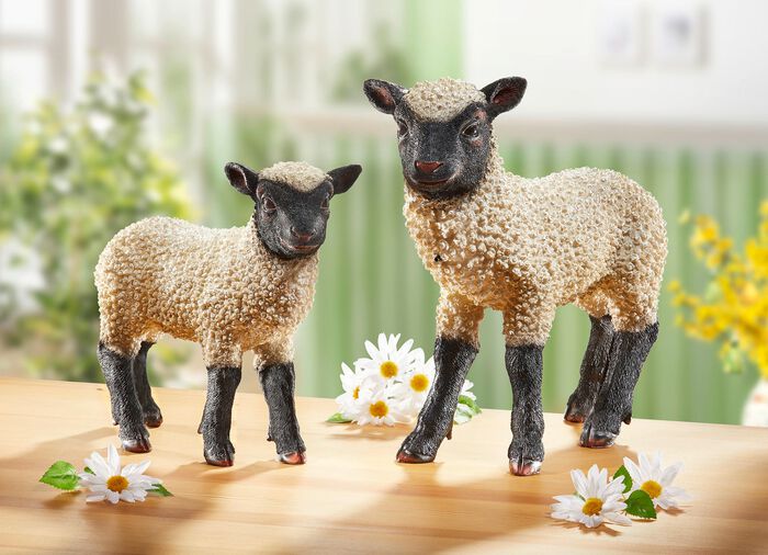 Sch&auml;fchen aus Polyresin WEISS-SCHWARZ