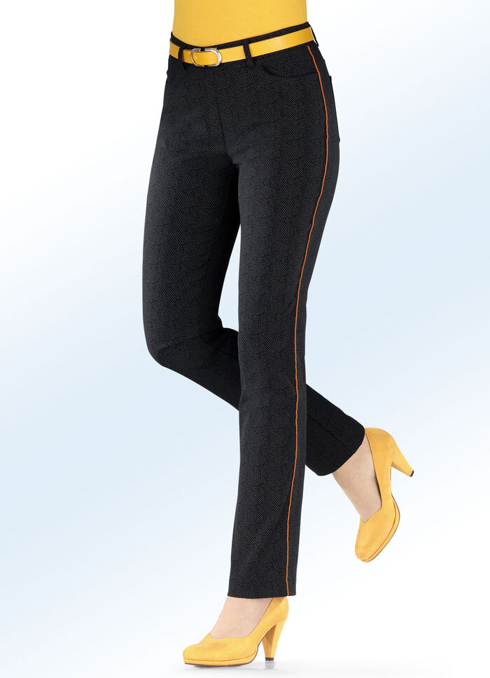 Hose in dezenter Fischgrat-Optik SCHWARZ-GRAFIT-TERRAKOTTA