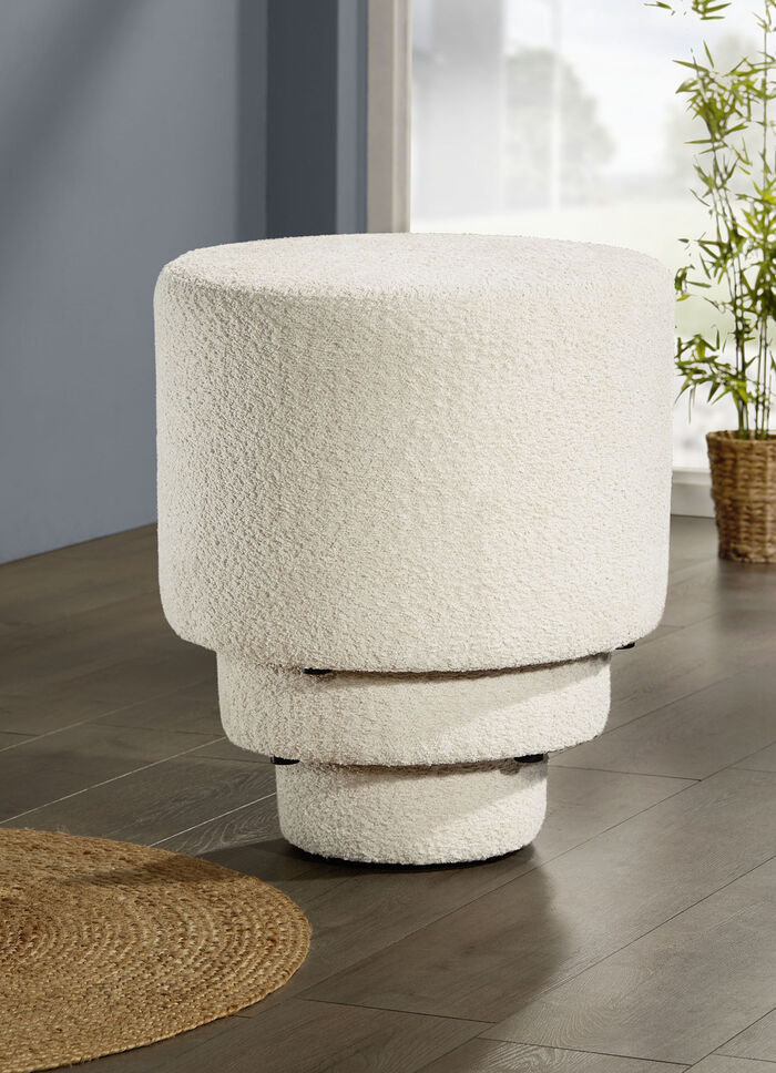 Hockerset, 3-teilig, mit angenehm flauschigem Stoff CREME