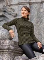 Rollkragenshirt mit Streifen-Dessin KHAKI-SCHWARZ