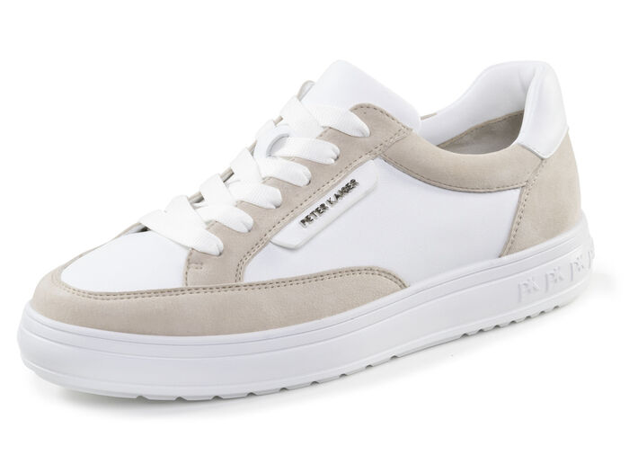 Peter Kaiser Schnür-Sneaker aus Nappa- und Veloursleder WEISS-BEIGE