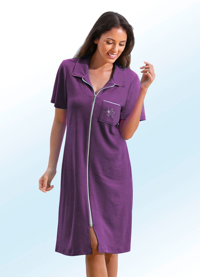 Frottier-Kleid mit durchgehendem Reißverschluss BEERE