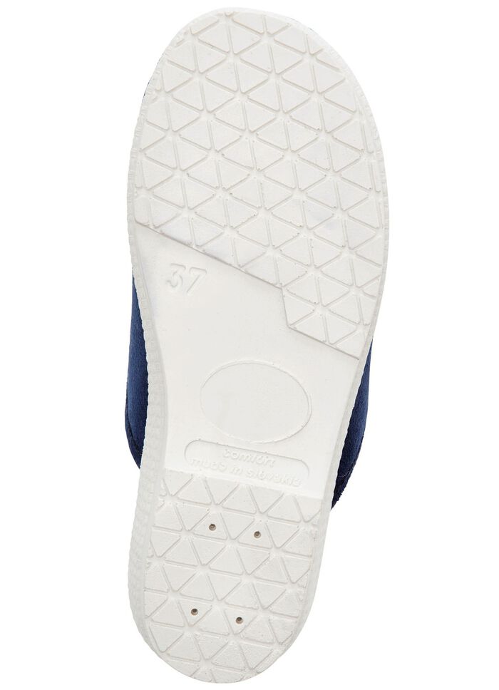 Zweierpack, warme Damen-Hausschuhe, Weite H, mit Wolle TAUPE+MARINE