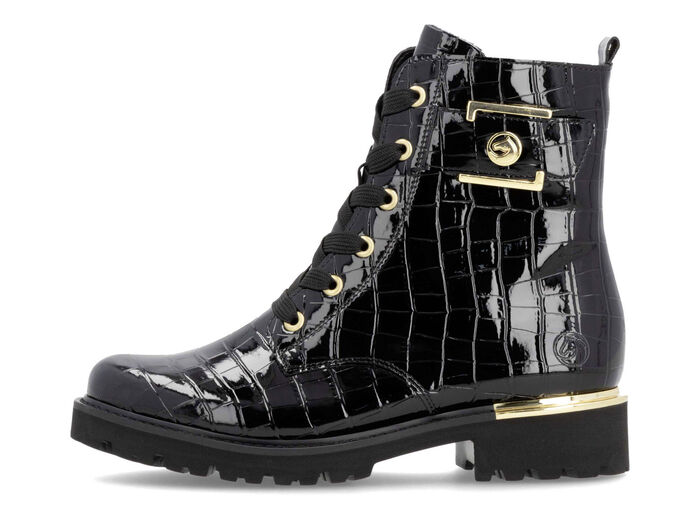 Remonte, stylische Damen-Stiefeletten, Winterschuhe, Weite G, mit herausnehmbarem Fußbett SCHWARZ-GOLD