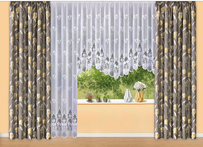 &Uuml;bergardine mit Glanzeffekt und Universalschienenband TAUPE