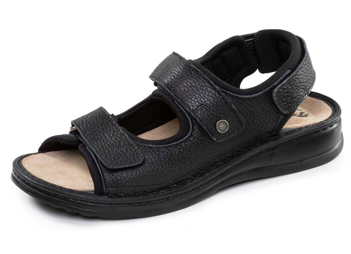 Mubb, klassische Herren-Sandalen, Weite H, mit herausnehmbarem Fu&szlig;bett SCHWARZ