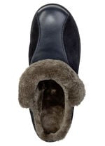 ELENA EDEN, warme Damen-Hausschuhe, Weite H, mit Lammfell MARINE