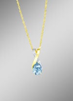 Anhänger mit Brillanten und echt Blautopas 