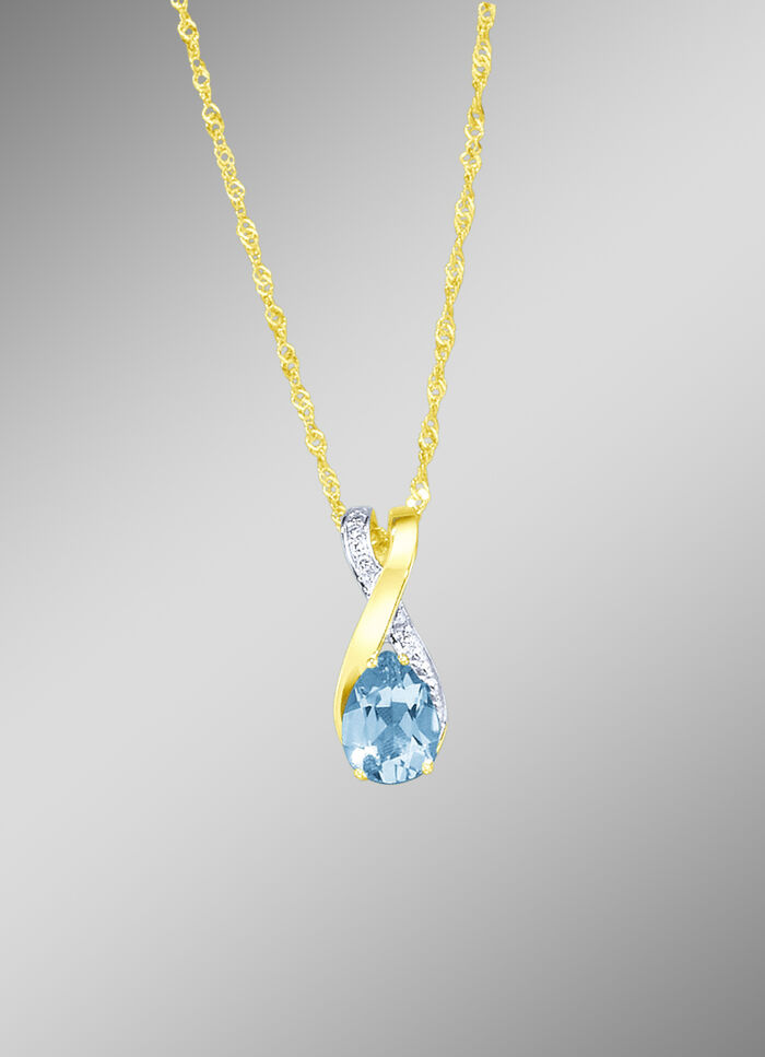 Anhänger mit Brillanten und echt Blautopas 