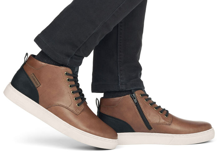 Rieker Schn&uuml;r-Boot aus schattiertem Nappaleder BRAUN-SCHWARZ