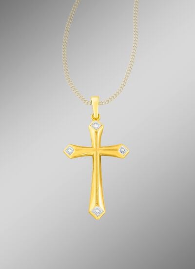Kreuz-Anh&auml;nger mit Diamant 