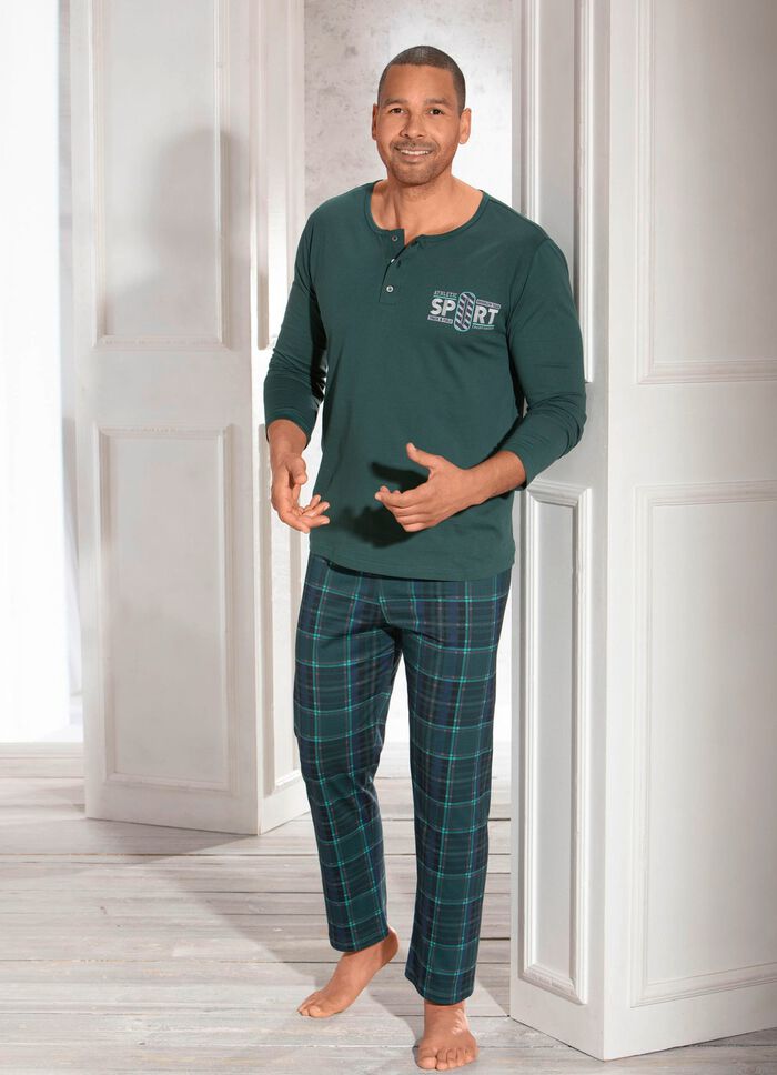 Schlafanzug mit Knopfleiste und Druckmotiv 