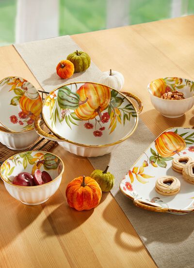 Herbstliches Porzellan-Set, 6-teilig 