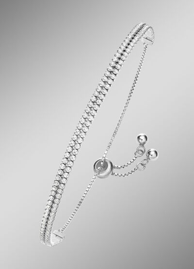 Elegantes doppelreihiges Armband mit synth. Zirkonia 