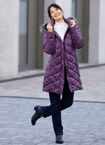 Kurzmantel mit abnehmbarem Kunstpelz-Besatz PURPLE