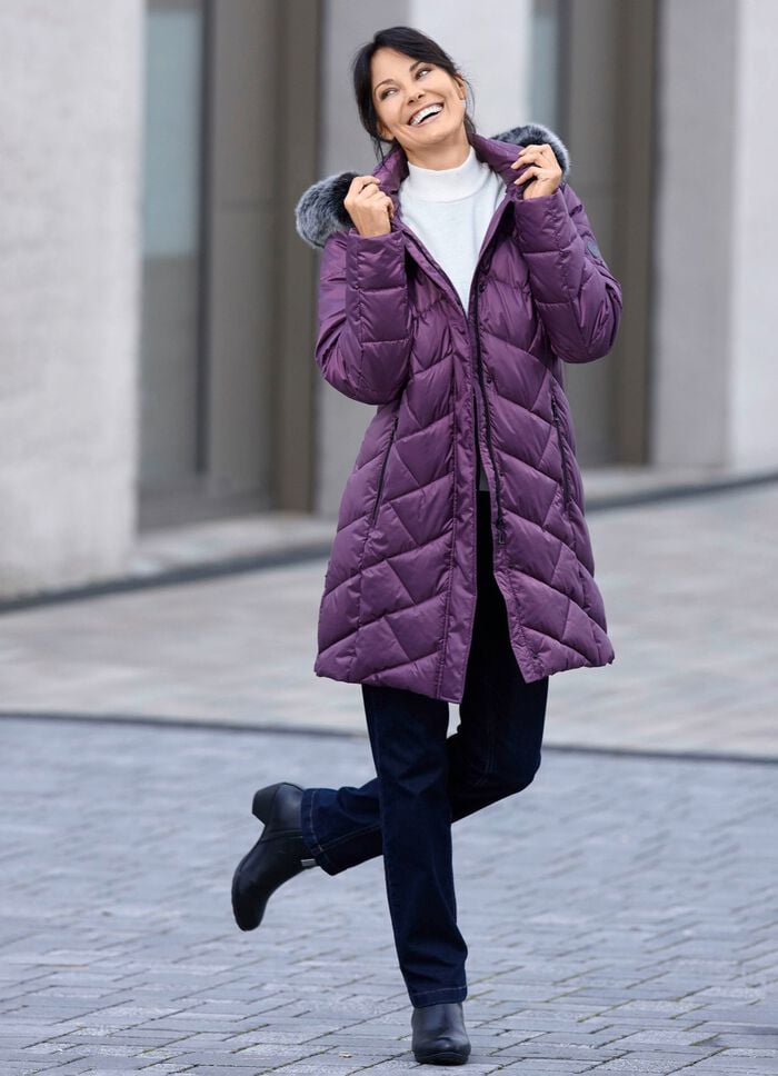 Kurzmantel mit abnehmbarem Kunstpelz-Besatz PURPLE