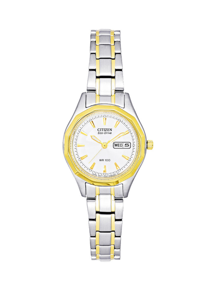 Attraktive Citizen-Solar-Partneruhr mit Edelstahlgeh&auml;use 