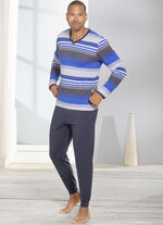 Schlafanzug mit V-Ausschnitt und B&uuml;ndchenabschl&uuml;ssen 