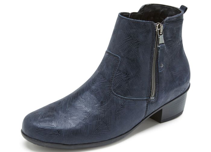 Waldl&auml;ufer Stiefelette aus effektvoll gepr&auml;gtem Leder DUNKELBLAU