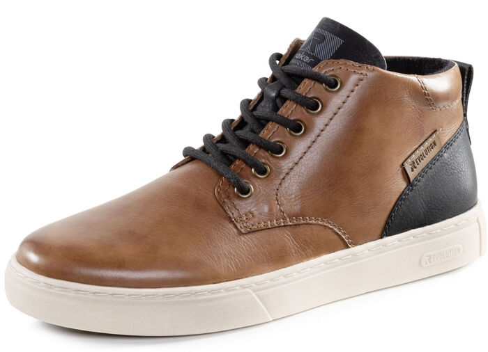 Rieker Schn&uuml;r-Boot aus schattiertem Nappaleder BRAUN-SCHWARZ