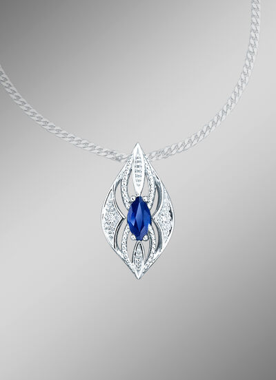 Anhänger mit Brillanten und echter blaue Safir 