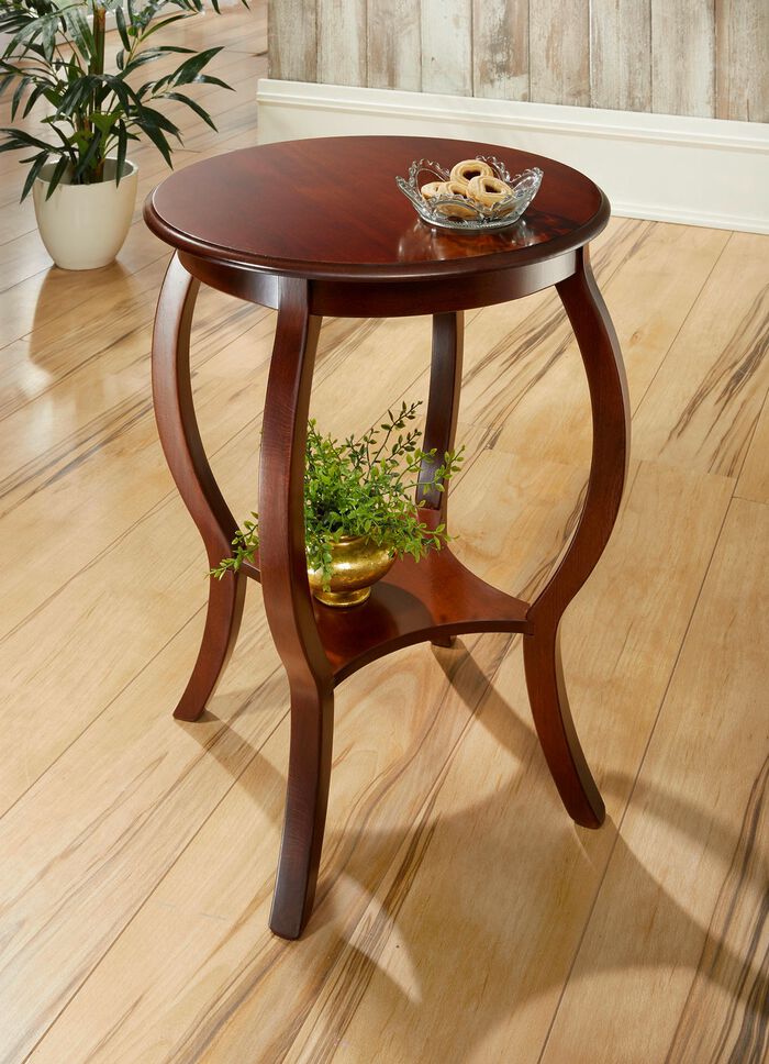 Teilmassiver Beistelltisch mit Beinen aus massivem Buchenholz NUSSBAUM