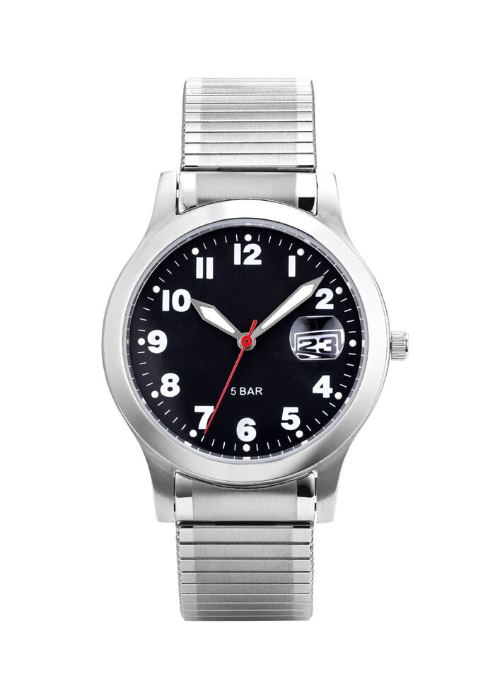 Para-Quartz-Herrenuhr mit Edelstahlzugband 