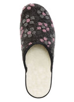 Pantoffel mit Blüten-Dessin ANTHRAZIT-ROSA