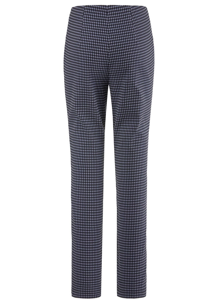 Hose mit trendiger Hahnentritt-Dessinerung BLAU-SCHWARZ