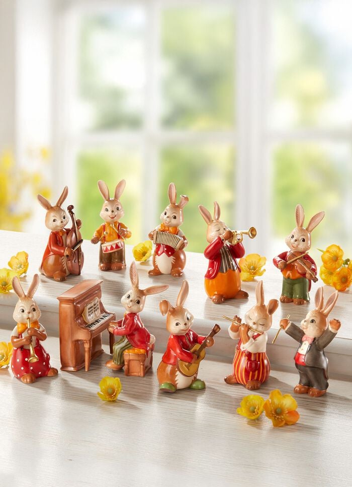 Hasenmusiker aus Feinsteingut 