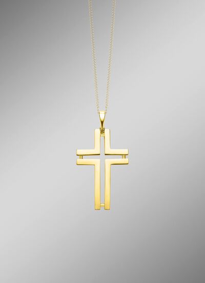 Durchbrochener Kreuz-Anh&auml;nger aus Gold 