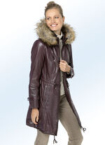 Ledermantel mit Taillenzug au&szlig;en 