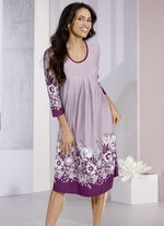 Nachthemd mit Bordürendruck und Kellerfalte 