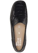 ELENA EDEN Mokassin-Slipper aus krokogepr&auml;gtem Chevreauleder SCHWARZ