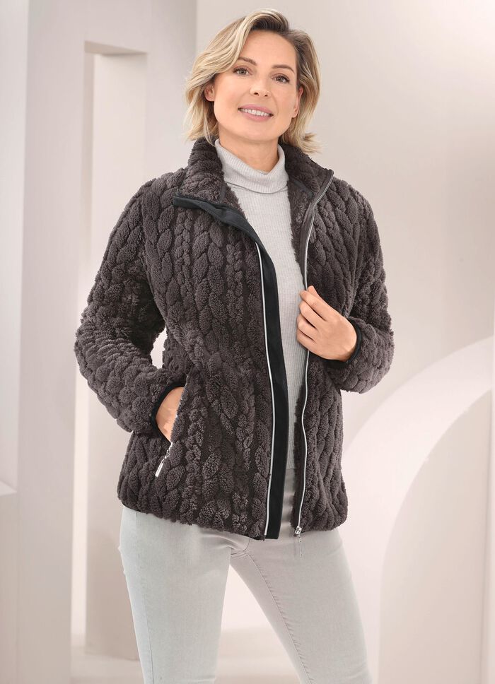 Fleecejacke mit Zopfmuster 