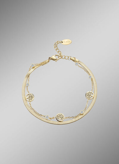 Lebensbaum-Armband aus Edelstahl mit Kristallen 